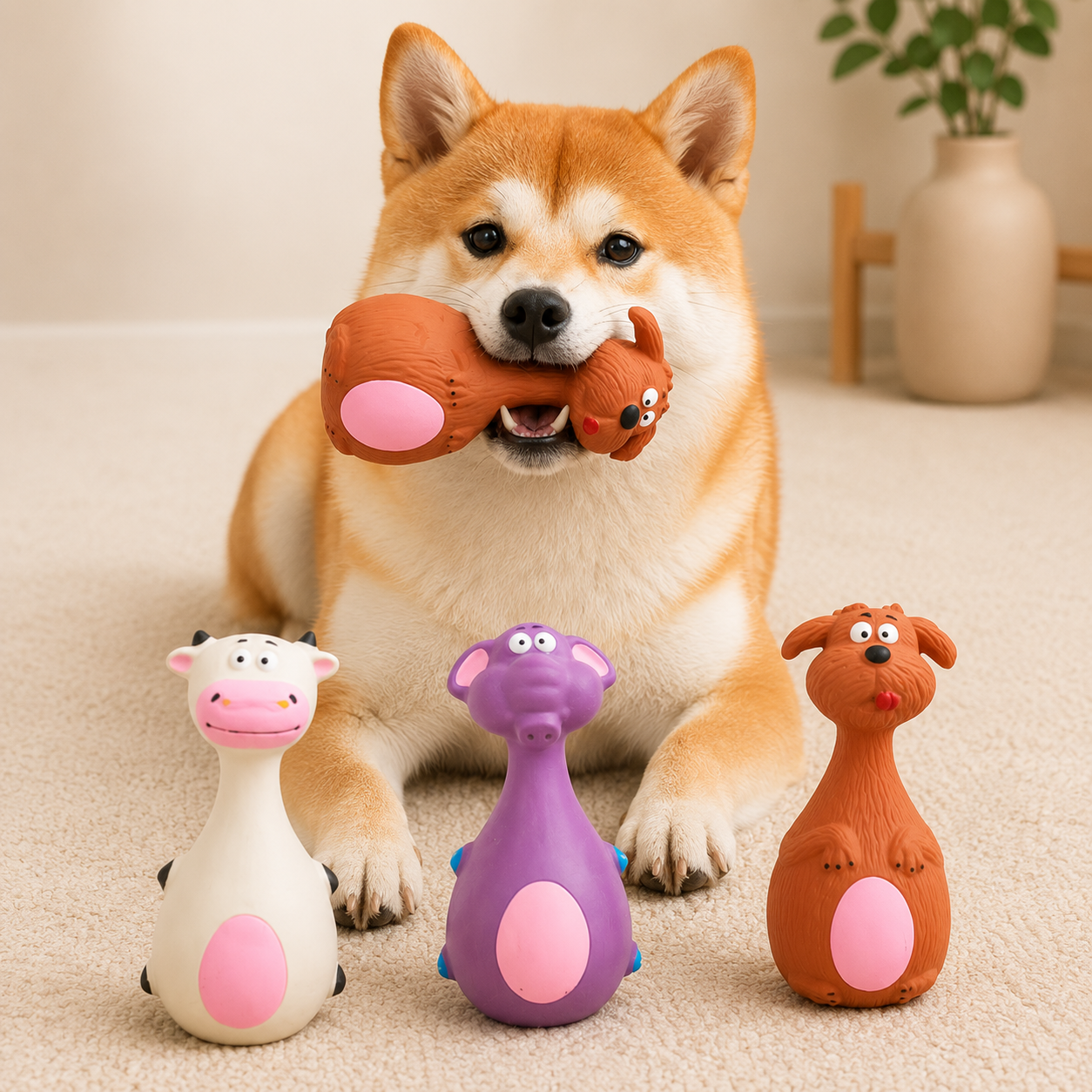 Pet Supplies Dog Toys Dog Voice Latex Cute Cartoon Toys Bite Resistant Latex Toys