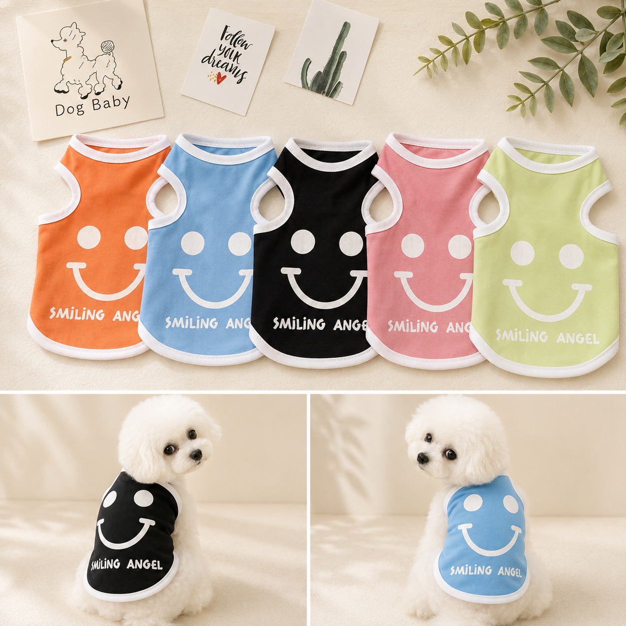 Pet Dog Clothes Teddy Bear New Cool Smile Cat Spring And Summer Vest Clothing