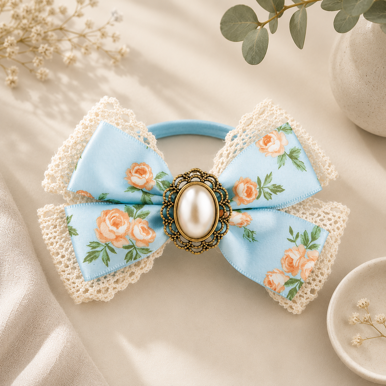 Adjustable Floral Lace Pet Bow Tie Collar – Elegant Diamond Lace Bow Tie for Cats & Dogs