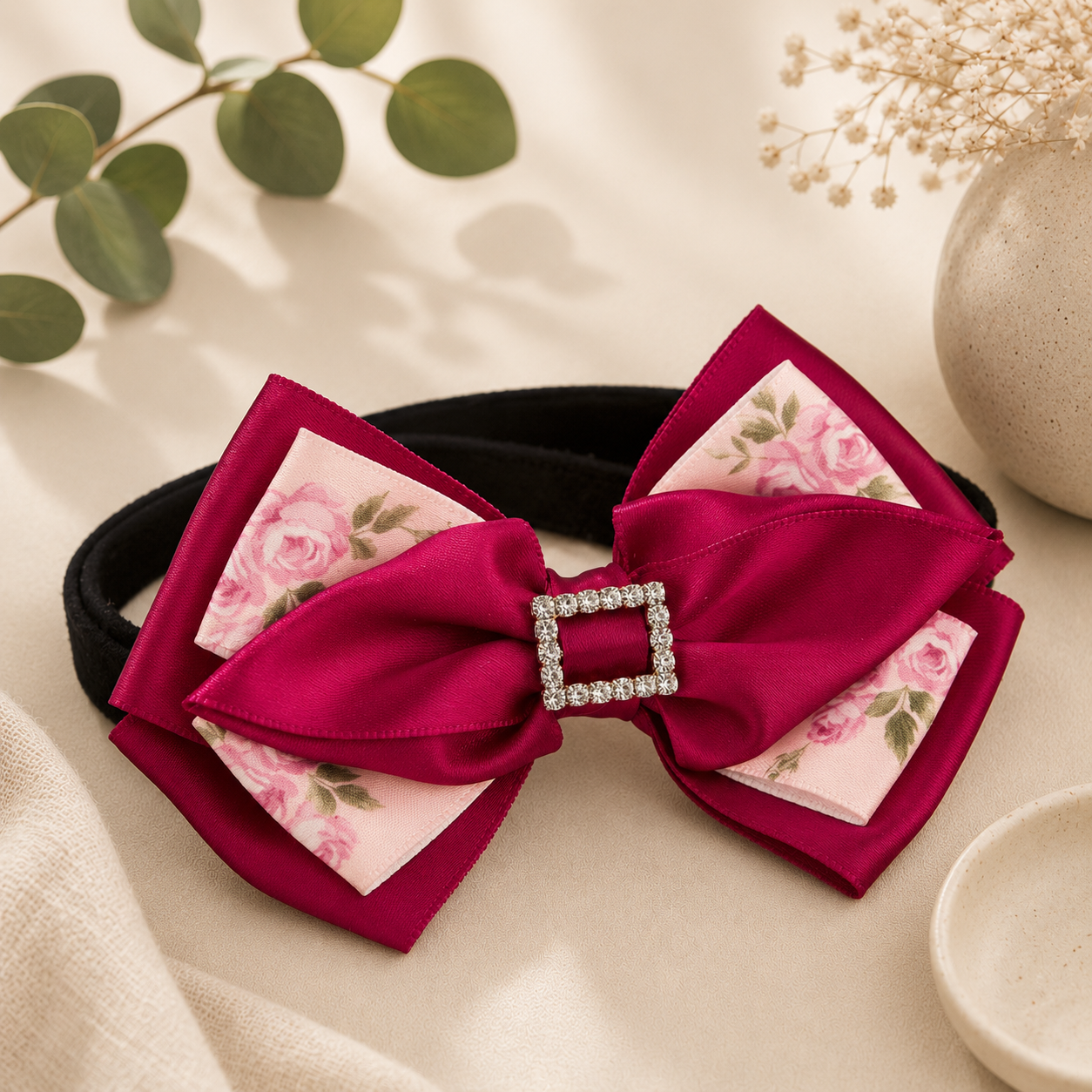 Adjustable Pet Bow Tie Collar – Stitched Silk Diamond Print Bow Tie for Cats & Dogs