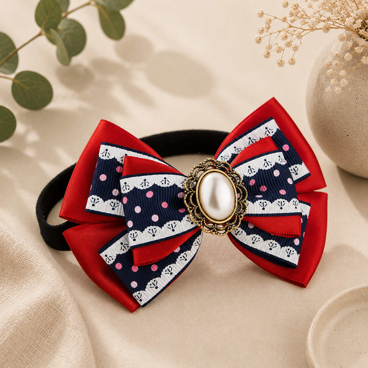 Adjustable Pet Bow Tie Collar – Stitched Silk Diamond Print Bow Tie for Cats & Dogs