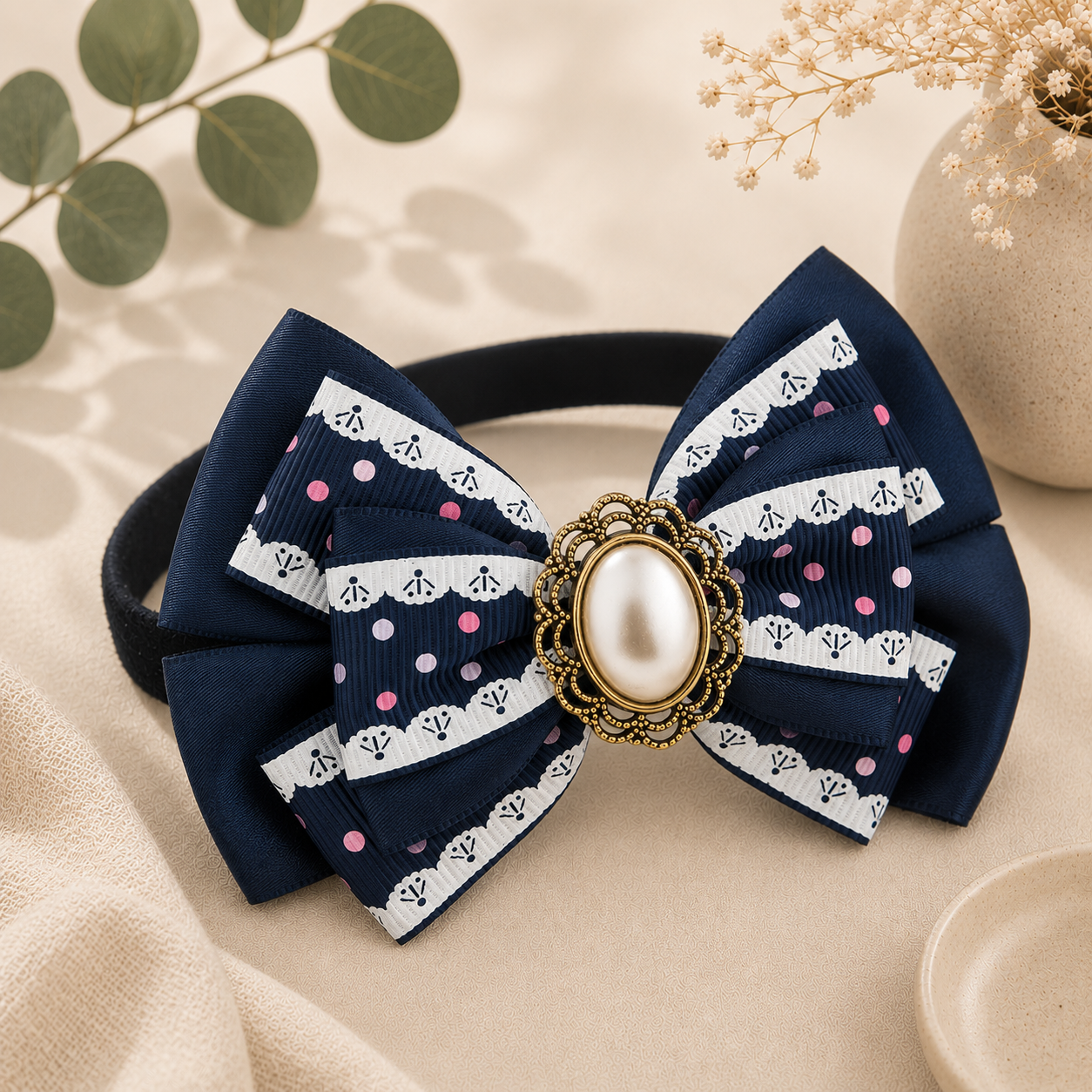 Adjustable Pet Bow Tie Collar – Stitched Silk Diamond Print Bow Tie for Cats & Dogs