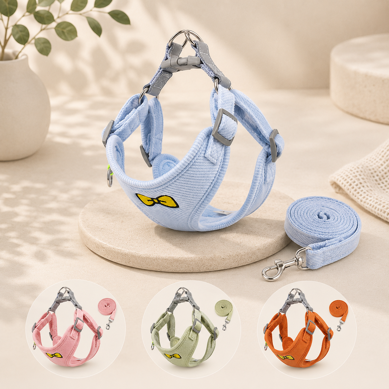Dog Leash Embroidered Vest Puppy Strap Corduroy Pet Chest Strap Dog Leash