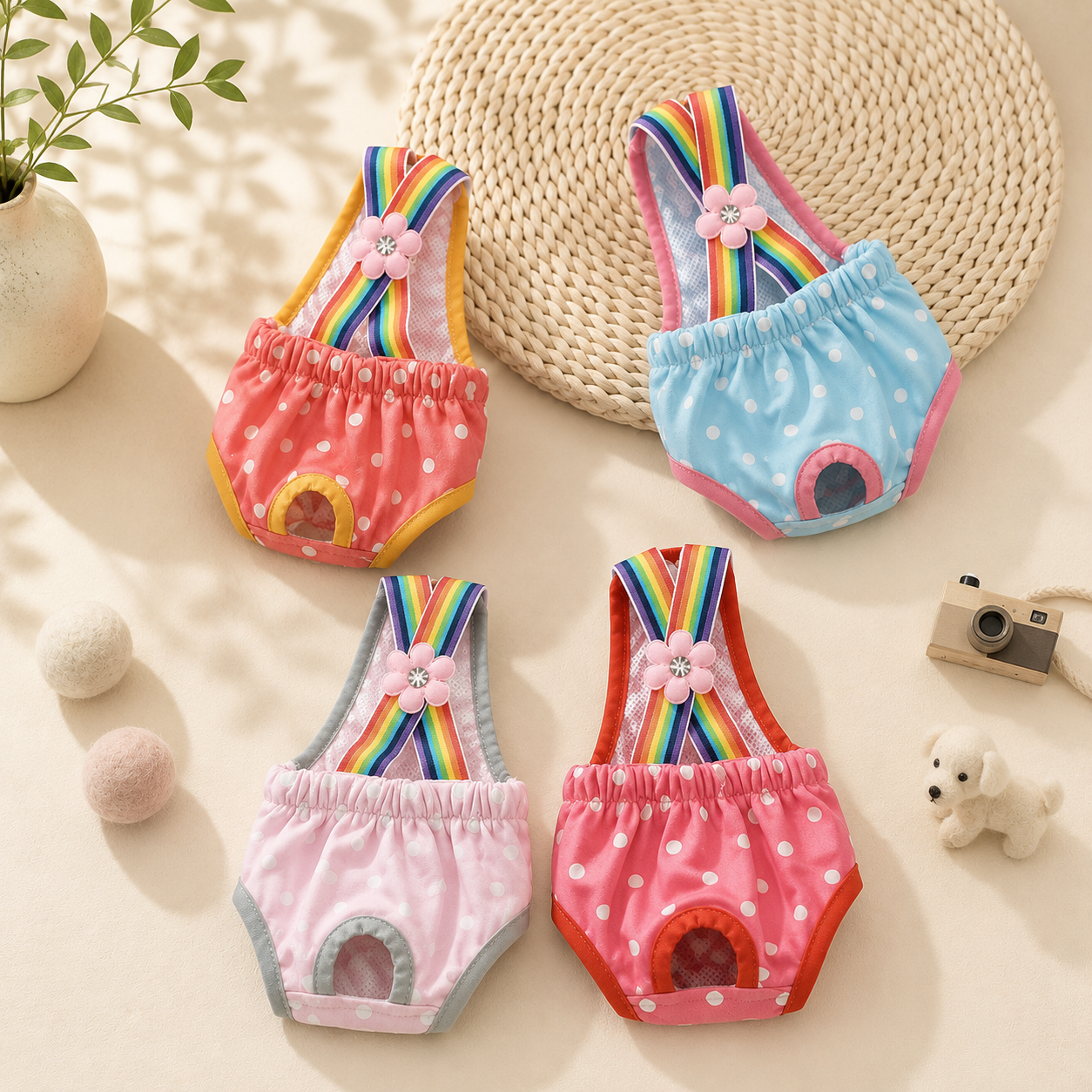 Pet Cute Suspenders Physiological Pants Dog Physiological Pants Safety Pants Bitch Menstrual Pants Anti-Harassment