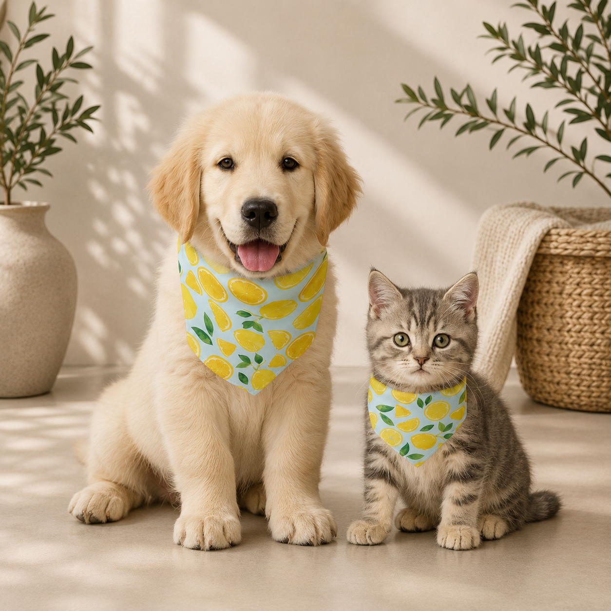Fruit Print Cotton Pet Bandana | Adjustable Dog & Cat Scarf