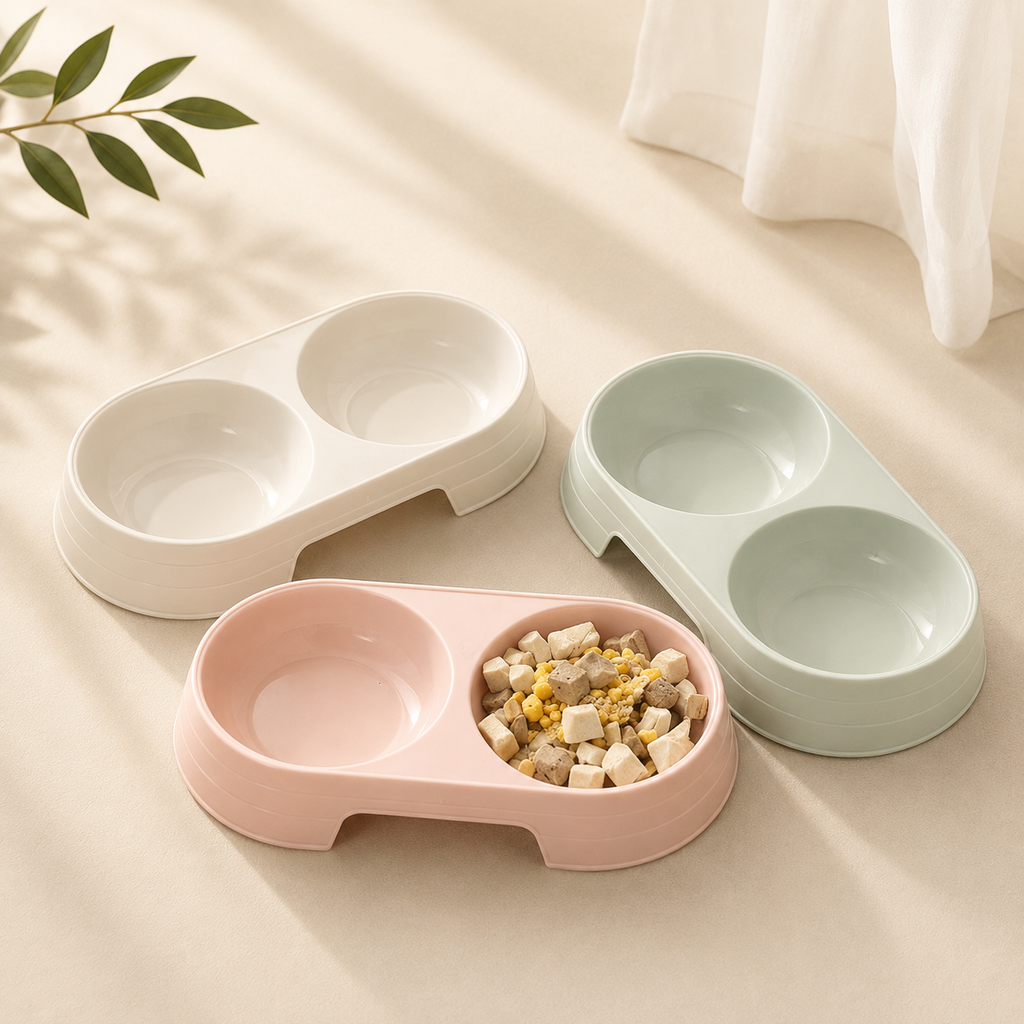 Modern Double Pet Bowl for Dogs & Cats | Food & Water Feeder