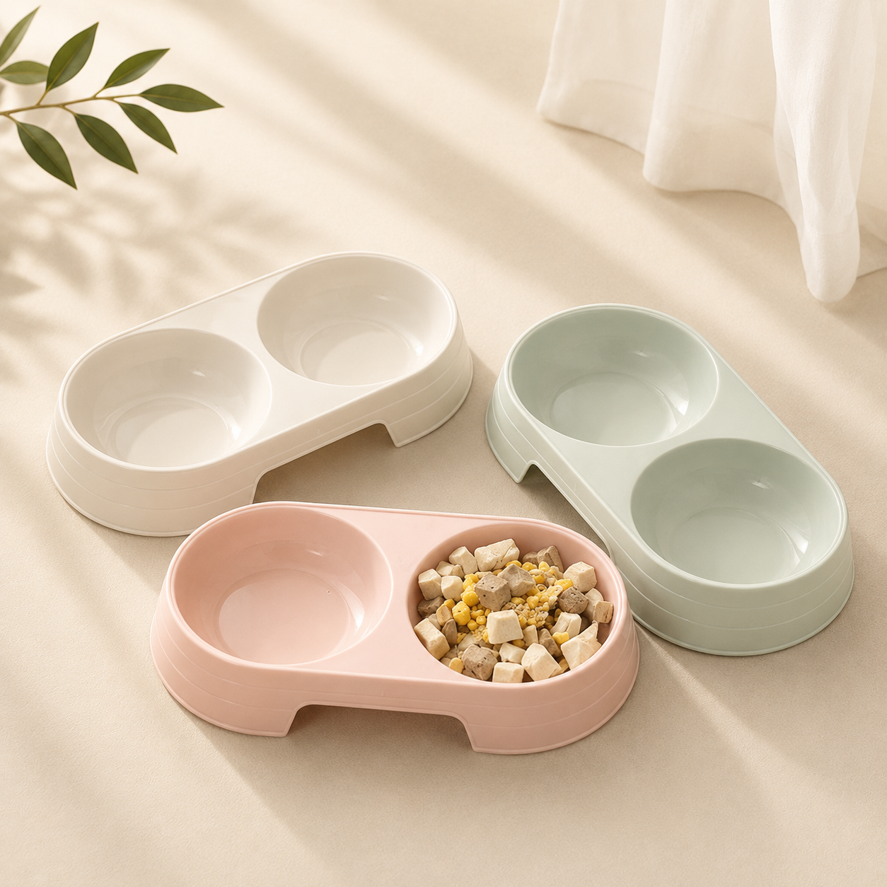 Modern Double Pet Bowl for Dogs & Cats | Food & Water Feeder