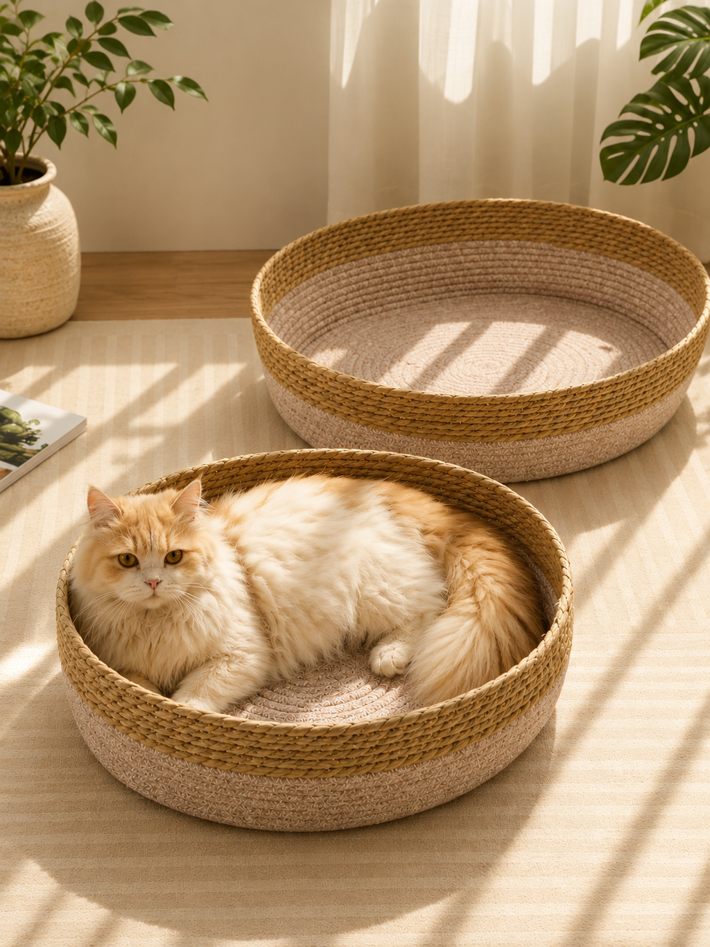Woven Rattan Scratch-Resistant Cat Nest