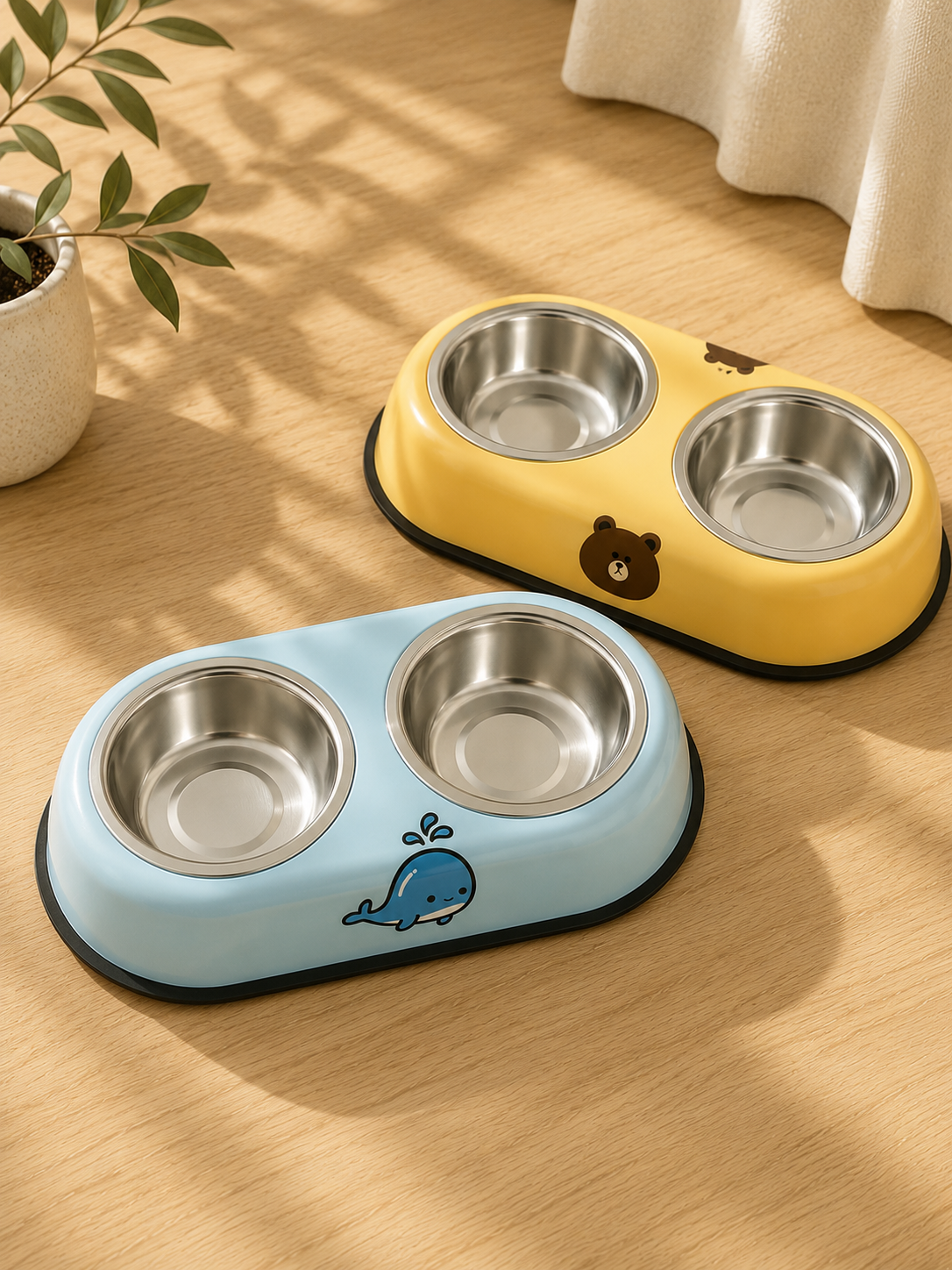 Cartoon Double Pet Bowls