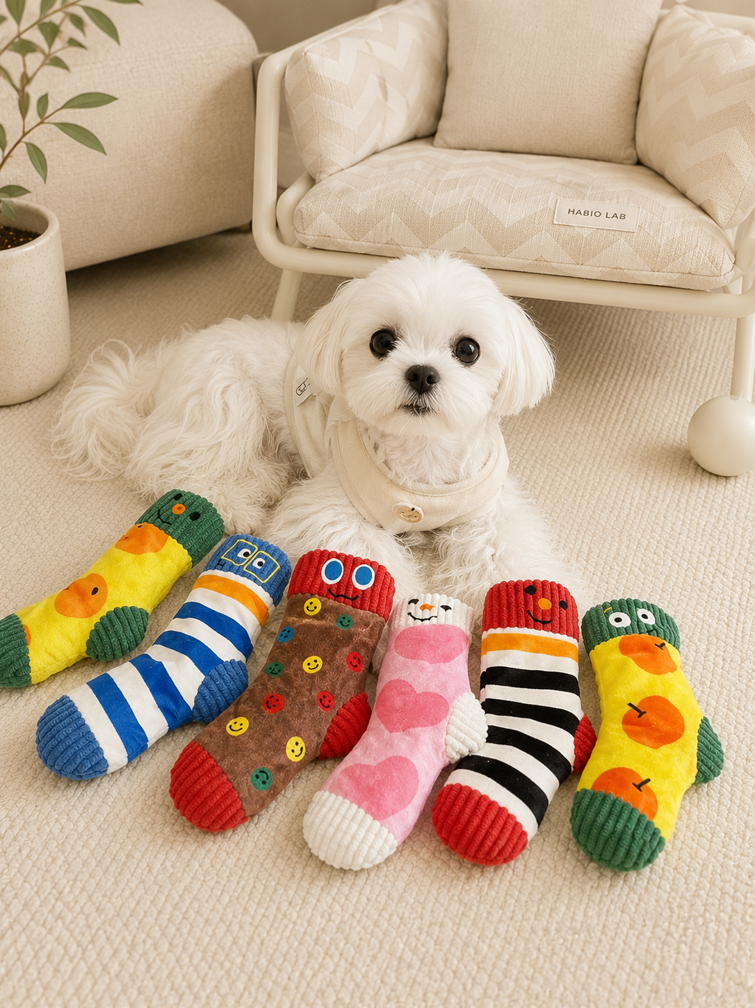 Cartoon Socks Pet Plush Toys
