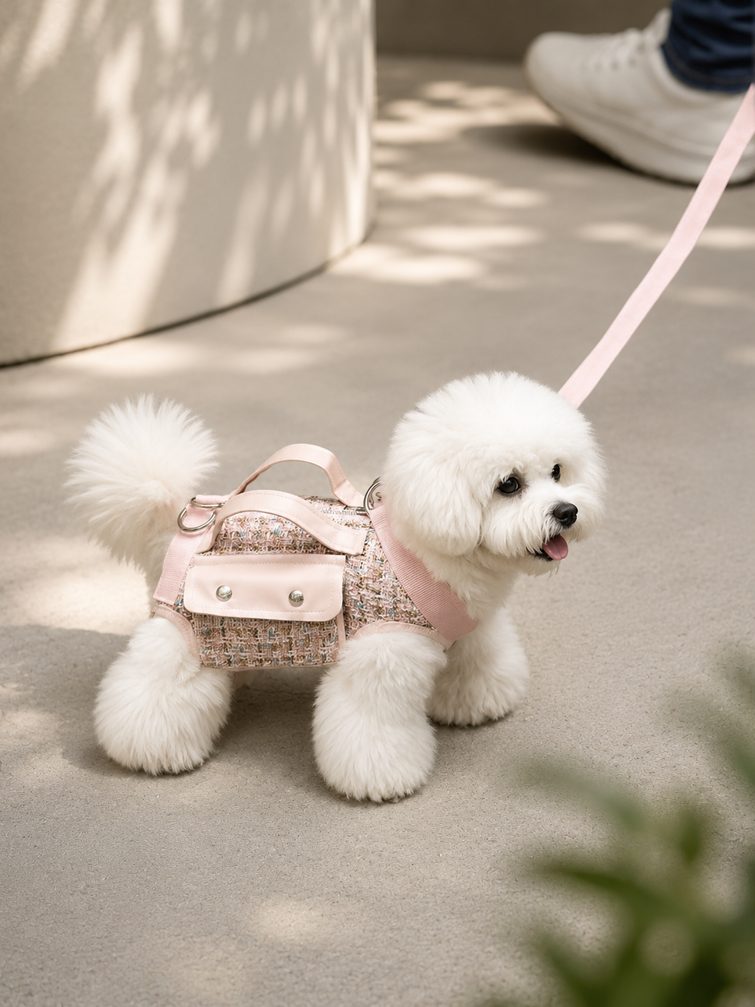 Tweed Pet Harness with Strap