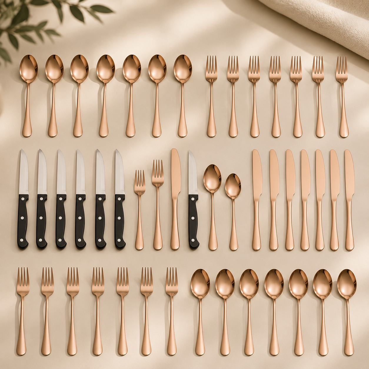 48-Piece Stainless Steel Cutlery Set – Premium Flatware Set for 8 | Knives, Forks & Spoons