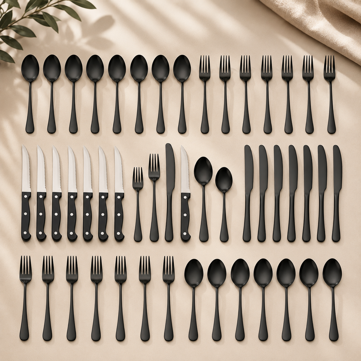 48-Piece Stainless Steel Cutlery Set – Premium Flatware Set for 8 | Knives, Forks & Spoons