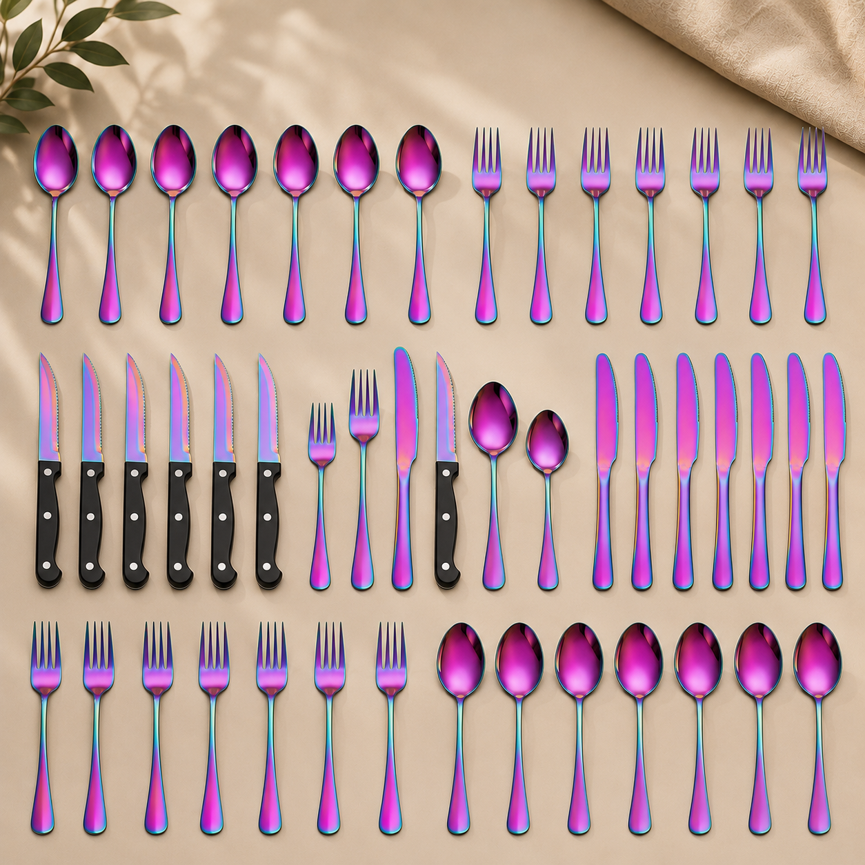 48-Piece Stainless Steel Cutlery Set – Premium Flatware Set for 8 | Knives, Forks & Spoons