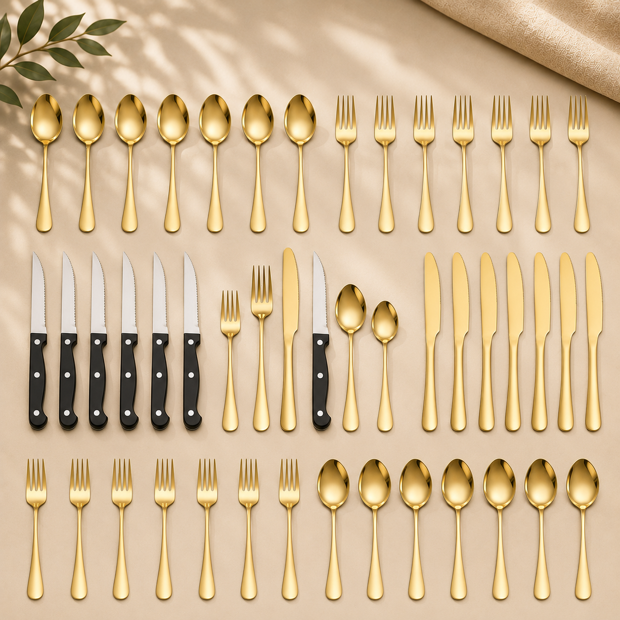 48-Piece Stainless Steel Cutlery Set – Premium Flatware Set for 8 | Knives, Forks & Spoons
