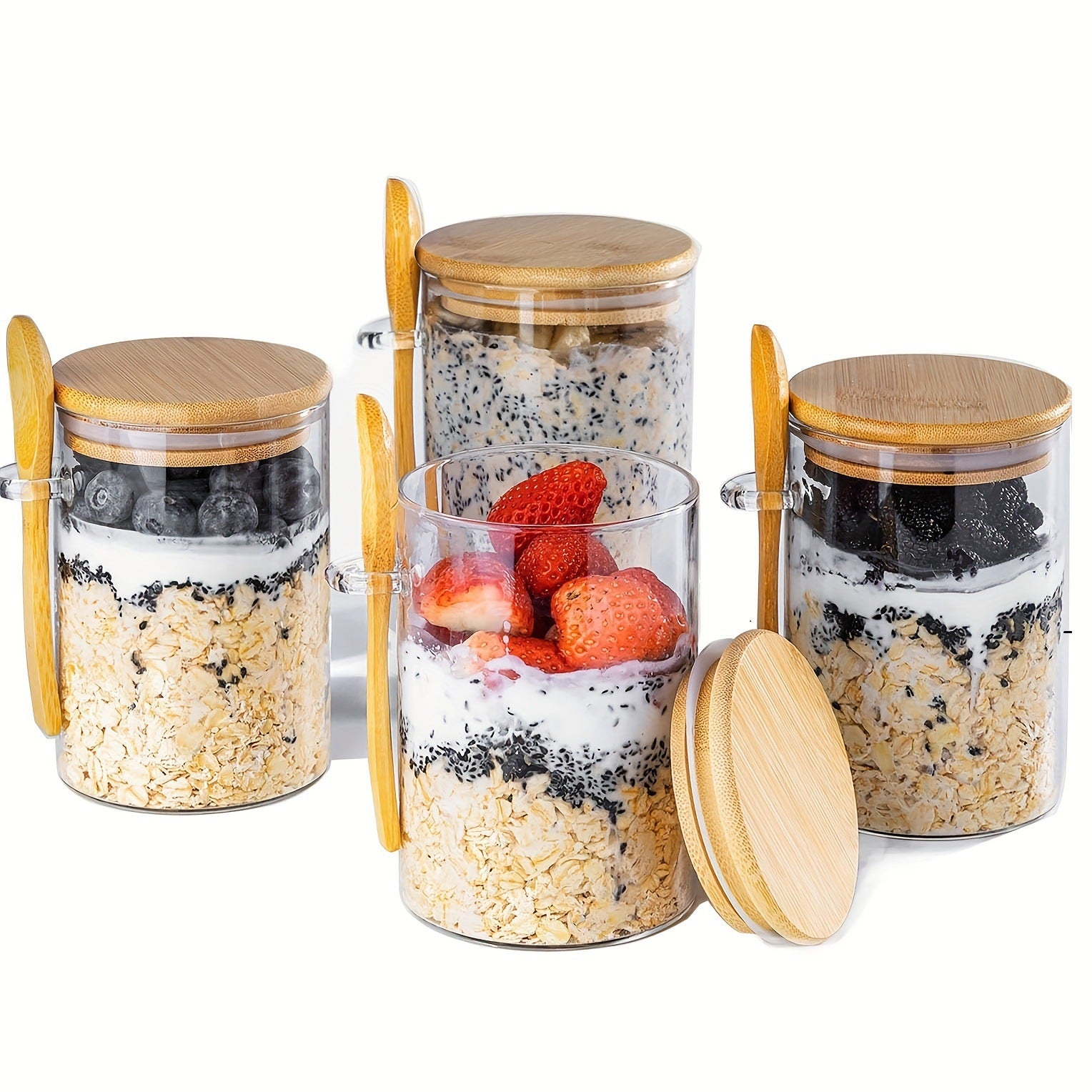Round Glass Storage Jar with Spoon & Airtight Lid – Kitchen Container for Coffee, Sugar, Tea & Spices