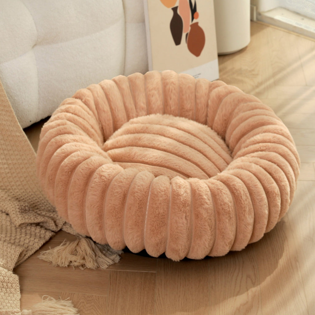 Luxury Plush Round Pet Bed – Ultra Soft Calming Dog & Cat Bed with Non-Slip Base