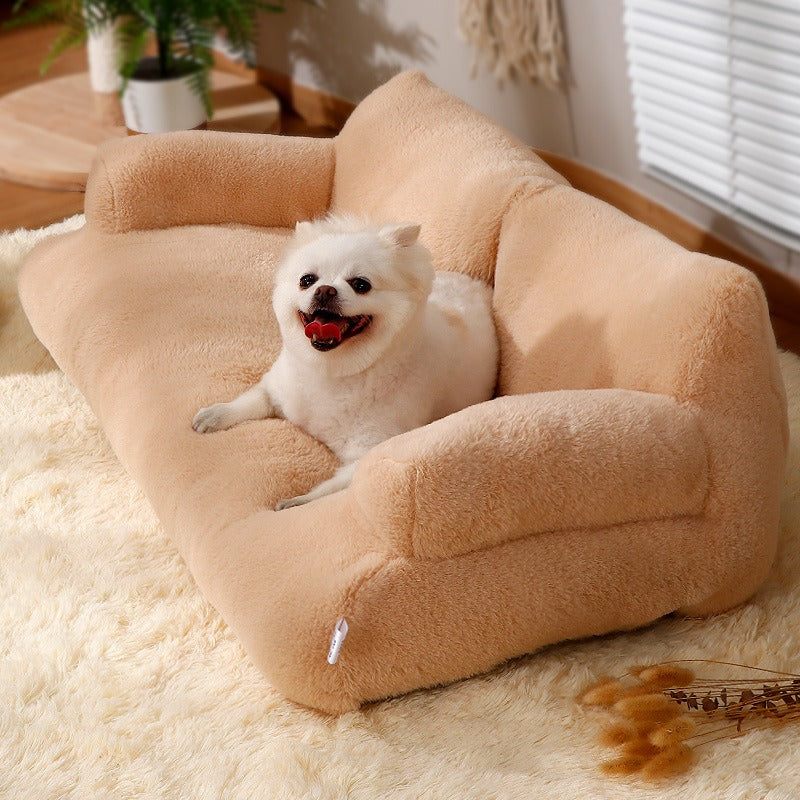 Luxury Plush Pet Sofa Bed – Cozy Warm Cat & Small Dog Bed with Pillow