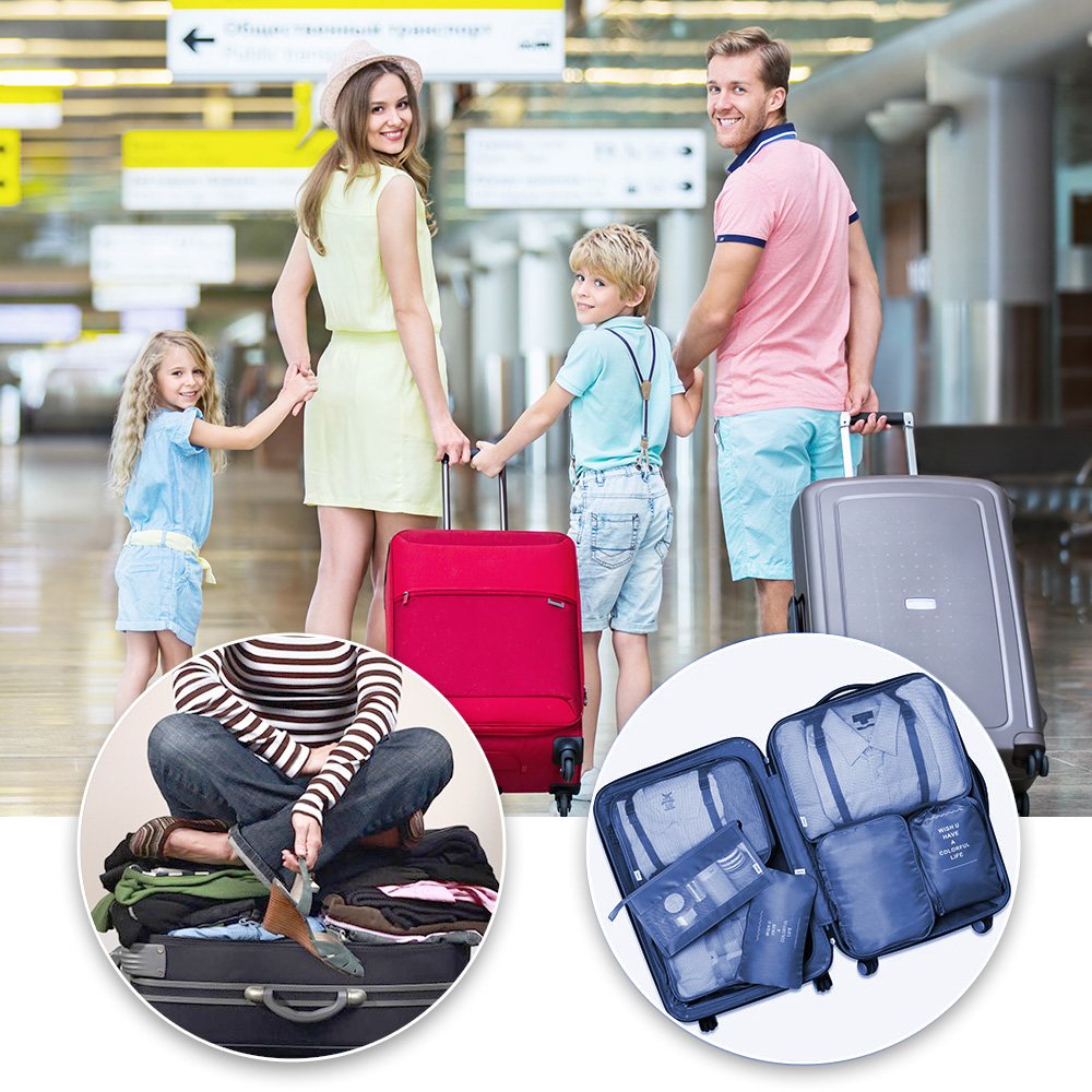 7-Piece Premium Packing Cubes Set – Thickened Travel Luggage Organizer Bags