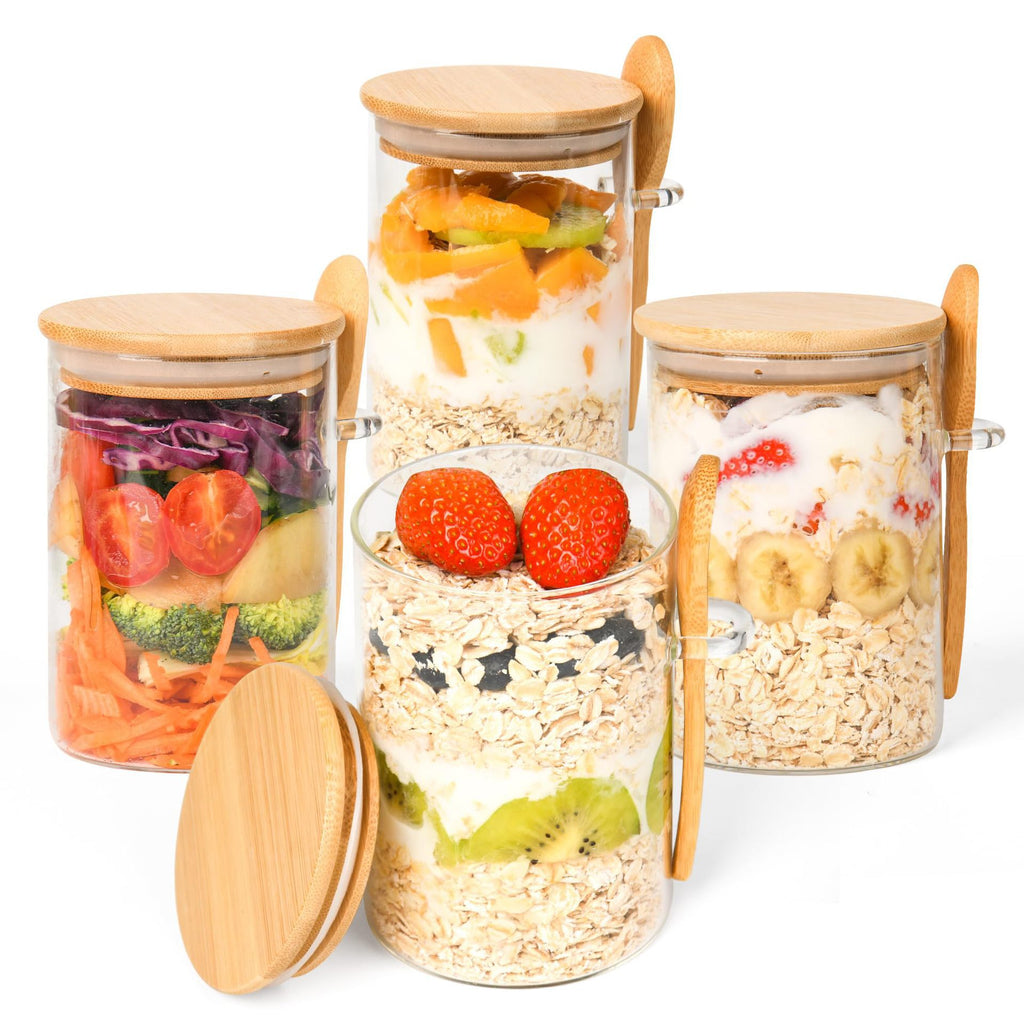Round Glass Storage Jar with Spoon & Airtight Lid – Kitchen Container for Coffee, Sugar, Tea & Spices