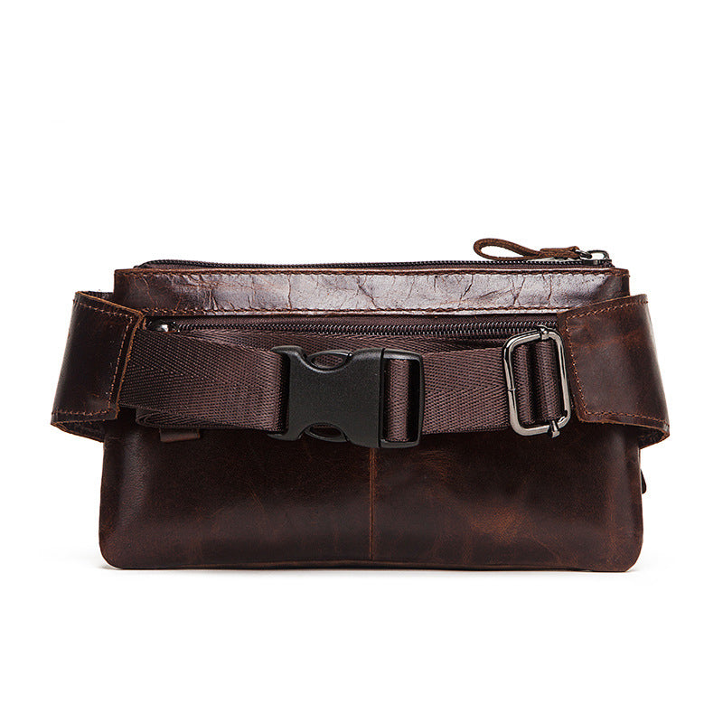 Genuine Leather Men's Waist Bag – Top Grain Cowhide Crossbody Chest & Sling Bag