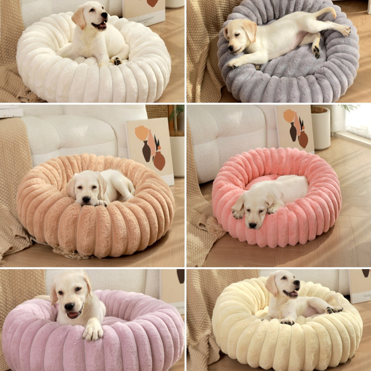 Luxury Plush Round Pet Bed – Ultra Soft Calming Dog & Cat Bed with Non-Slip Base