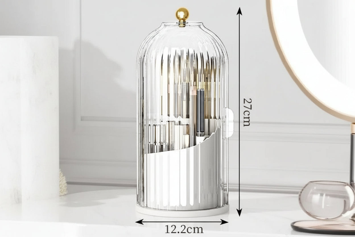 Birdcage Pen Holder Storage Rack Dust-proof Divided Desktop Cosmetic Storage Box