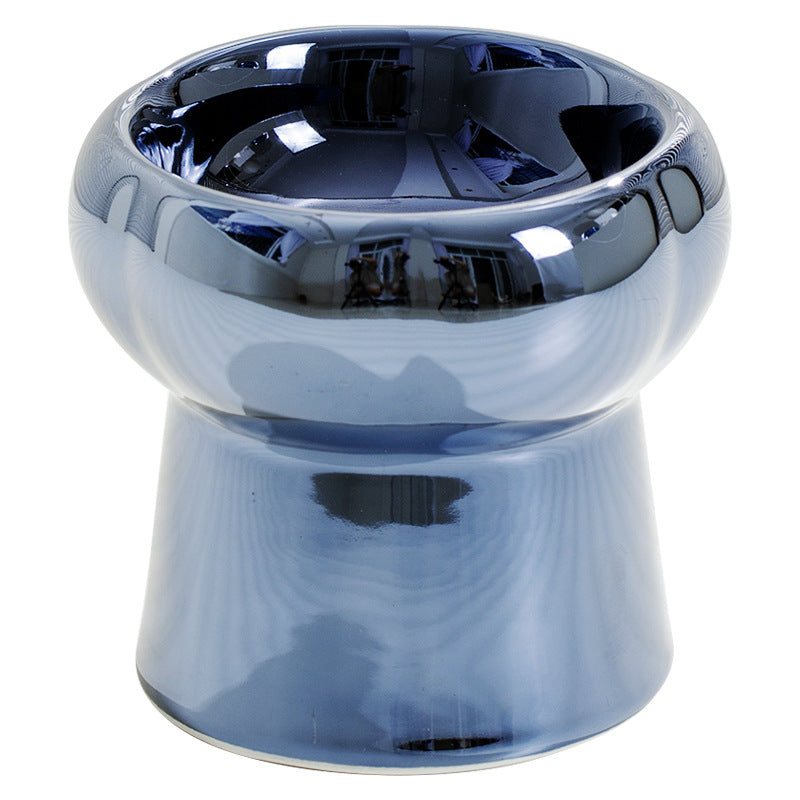 Electroplated Mirror Ceramic Pet Bowl – Premium Food & Water Bowl for Cats & Small Dogs