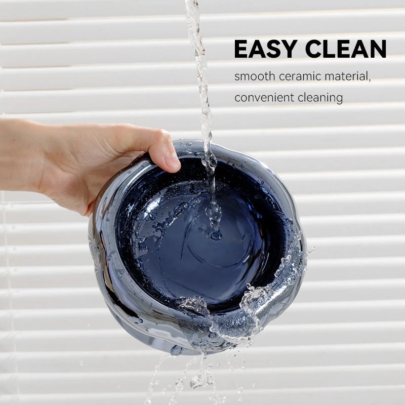 Electroplated Mirror Ceramic Pet Bowl – Premium Food & Water Bowl for Cats & Small Dogs