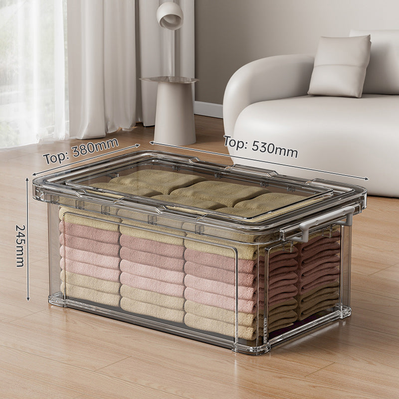 Large Transparent Storage Box with Lid – Stackable Organizer for Clothes, Toys & Household Essentials