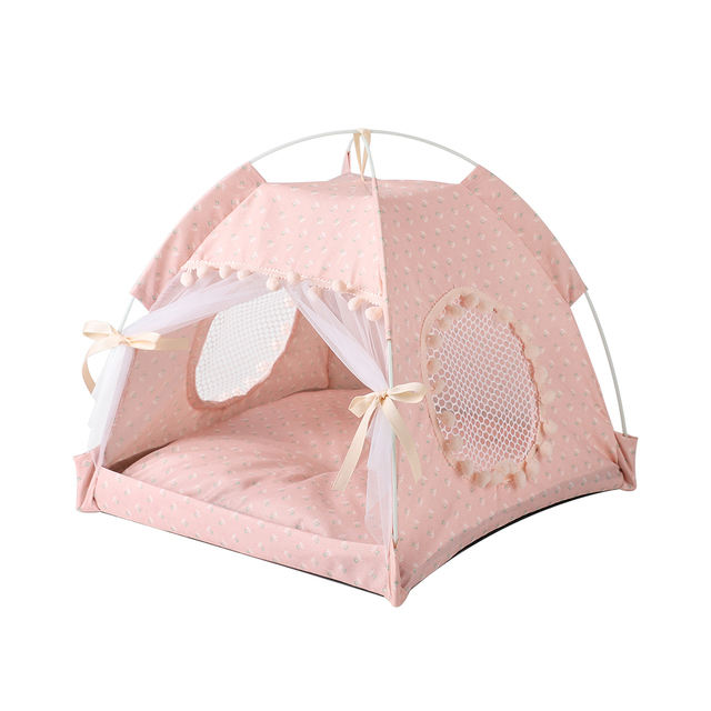 Foldable Pet Tent Bed – Breathable Washable Cat & Small Dog Tent with Cozy Cushion