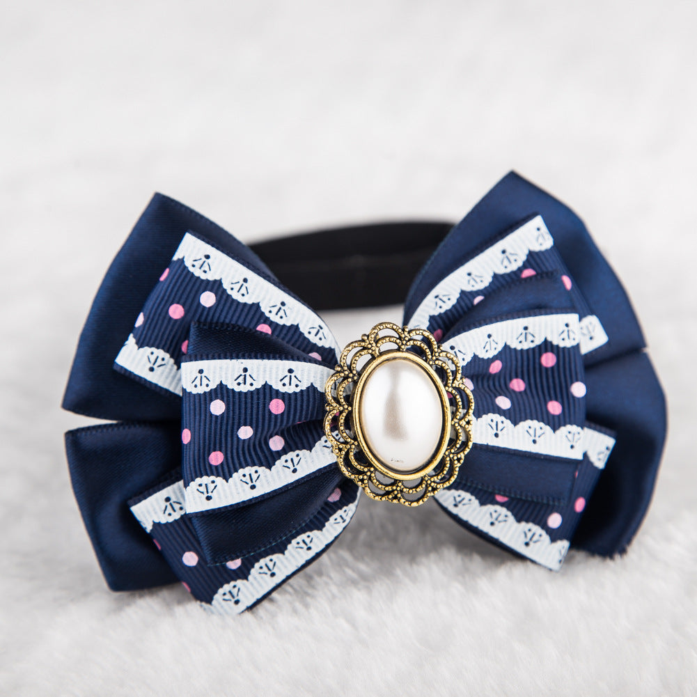 Adjustable Pet Bow Tie Collar – Stitched Silk Diamond Print Bow Tie for Cats & Dogs