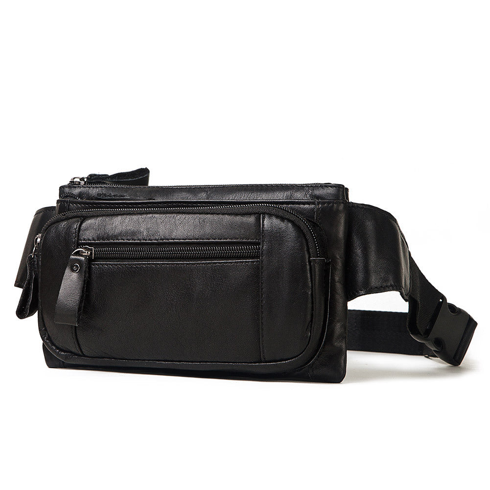 Genuine Leather Men's Waist Bag – Top Grain Cowhide Crossbody Chest & Sling Bag