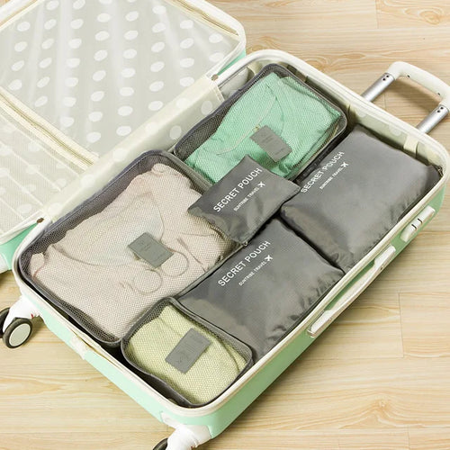 6-Piece Waterproof Packing Cubes Set – Travel Luggage Organizer Bags for Clothes & Accessories