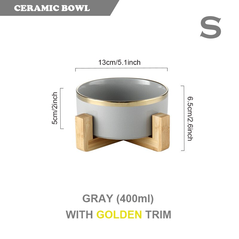 Elevated Ceramic Pet Bowl with Bamboo Stand