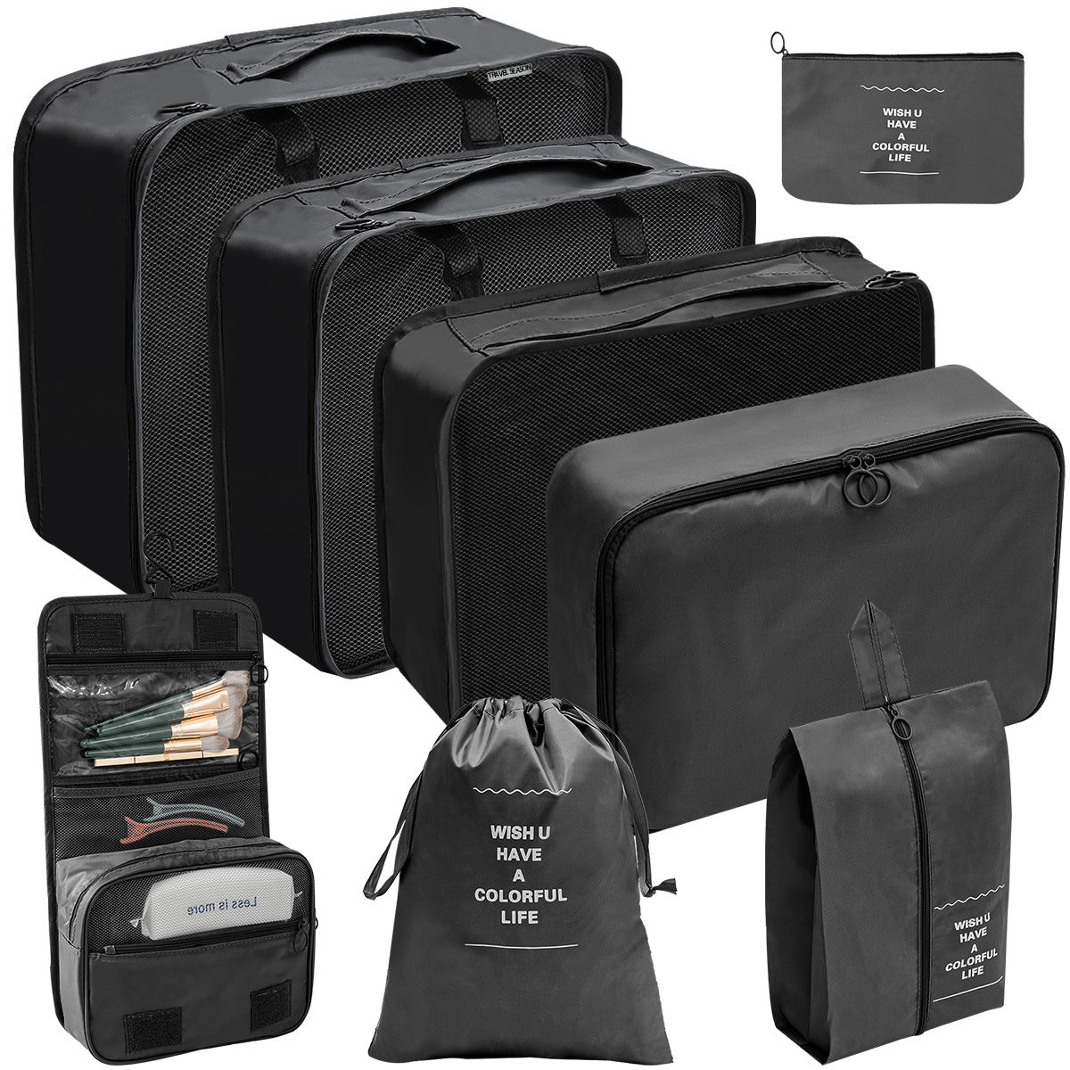 Travel Storage Bag Set for Toiletries Cosmetics and Digital Accessories