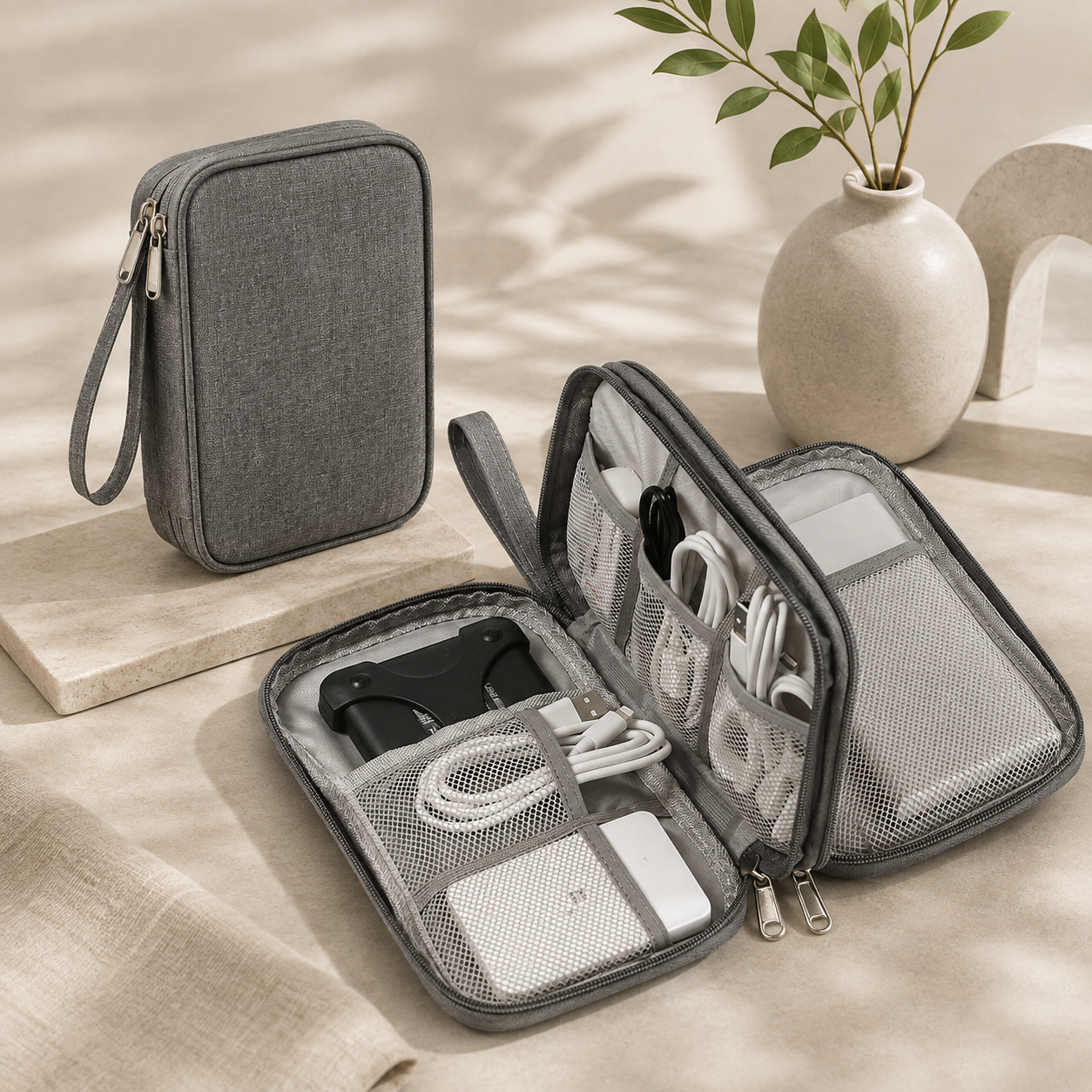 Portable Travel Tech Organizer – Flat Digital Accessories Storage Case