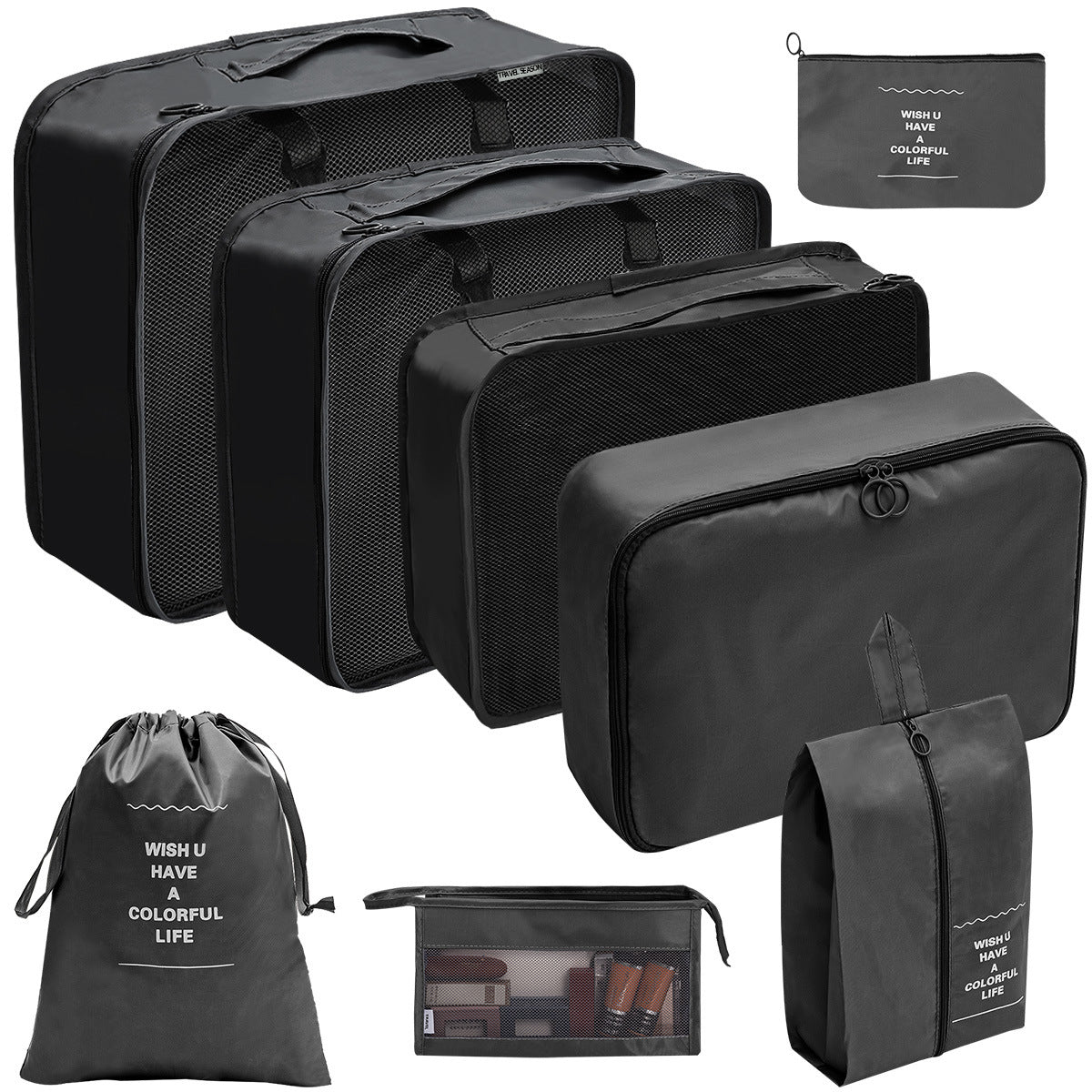 Travel Storage Bag Set for Toiletries Cosmetics and Digital Accessories