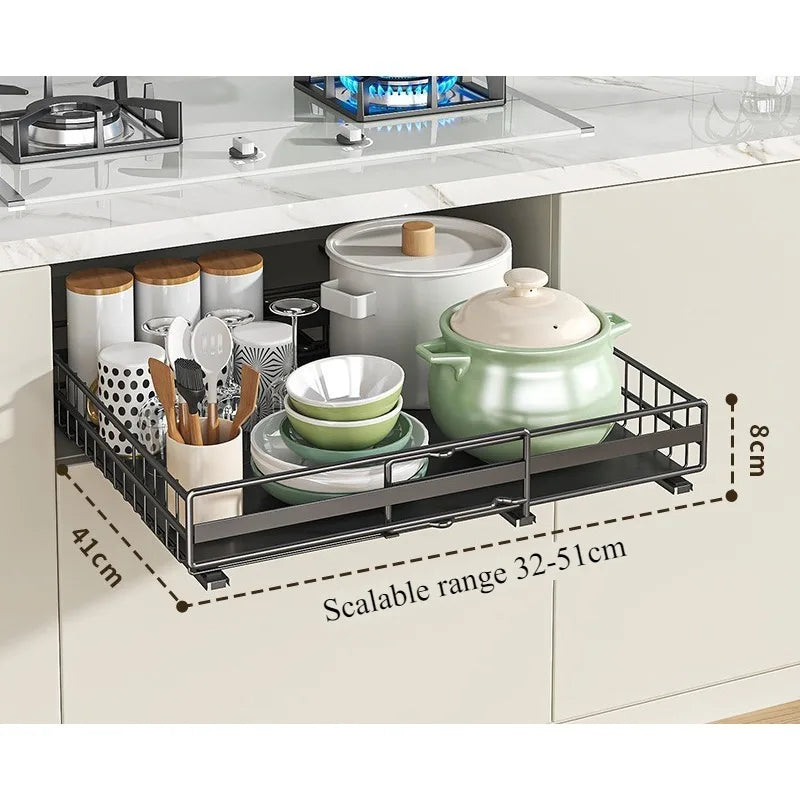 Kitchen Shelf Cabinet Drawing Basket Seasoning Storage Kitchen Supplies Cabinet Dishes Kitchen Organizing Rack