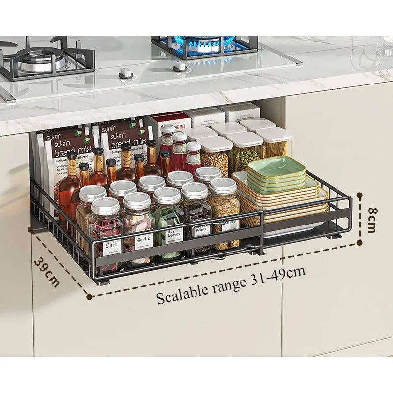 Kitchen Shelf Cabinet Drawing Basket Seasoning Storage Kitchen Supplies Cabinet Dishes Kitchen Organizing Rack