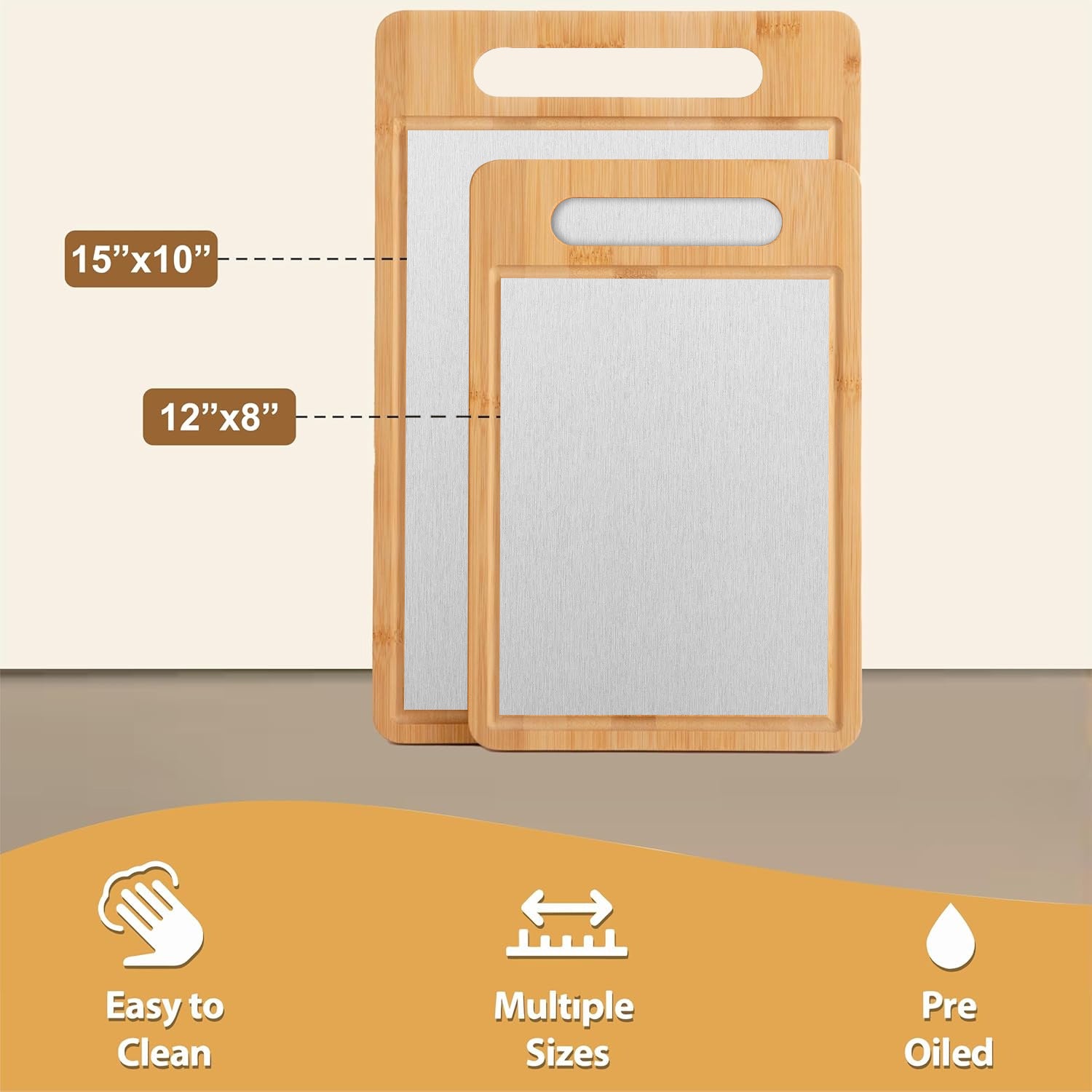 Stainless Steel and Bamboo Cutting Board