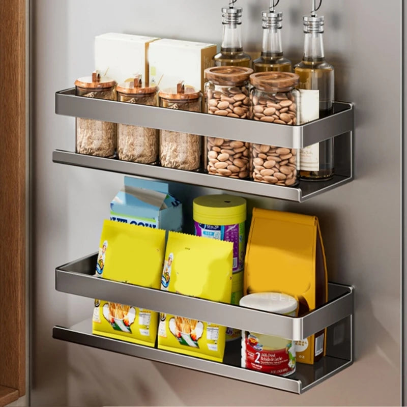 Strong Refrigerator Organizers Rust Resistant Carbon Steel None drill Space Saving Kitchen Fridge Shelf Enduring M4YD