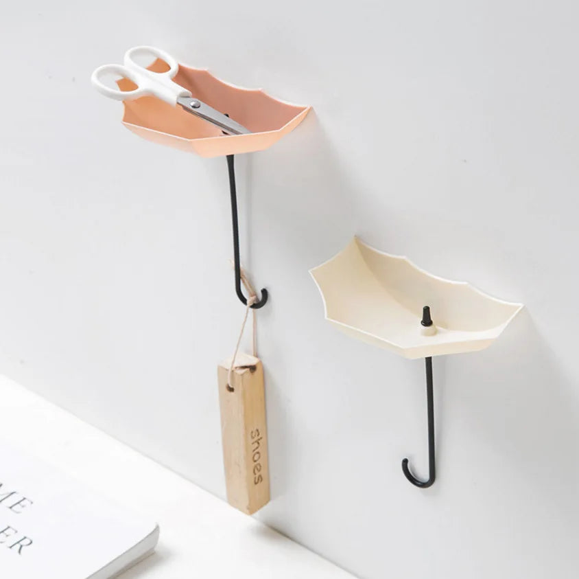 Cute Umbrella Shaped Hooks No-Punch Wall Hooks Kitchen Bathroom Coat Rack Key Organizer Hooks Home Storage Shelf Hooks
