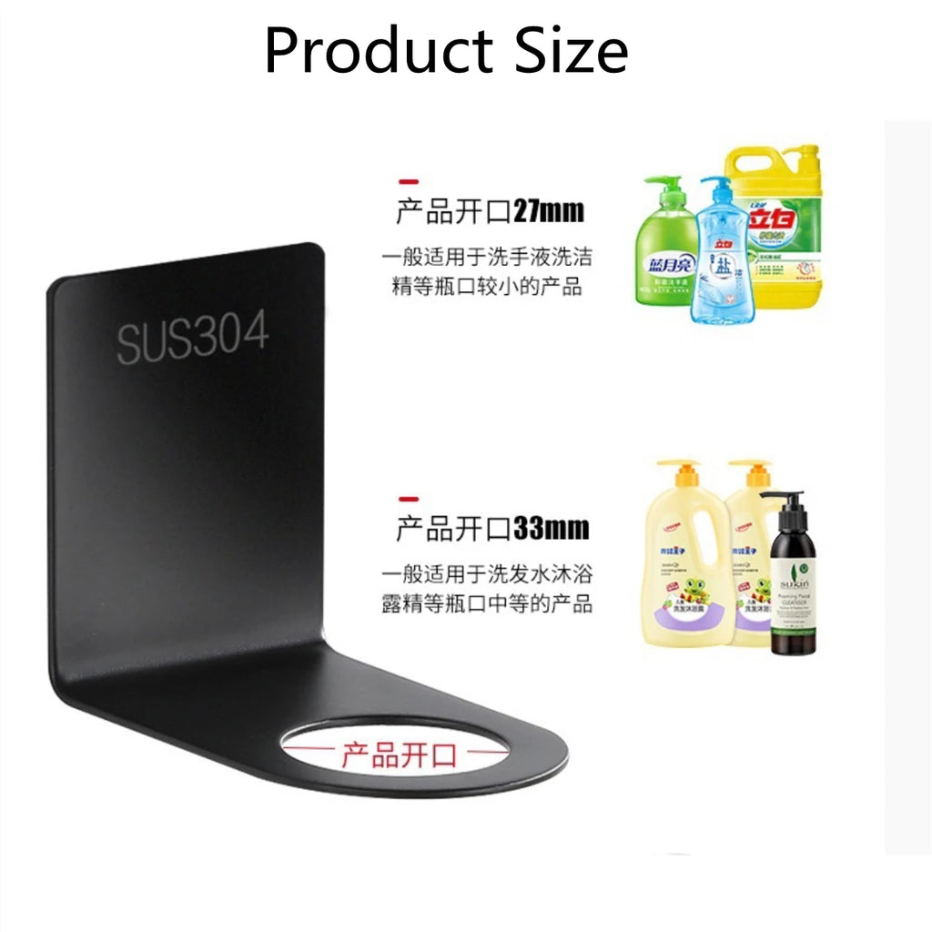 Black/Chrome Soap Dispenser Rack Bathroom Shelf Stainless Steel Shower Gel Kitchen Holder Hanging Storage Accessory