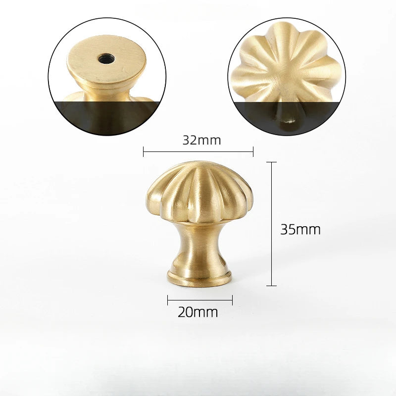 1pcs Round Brass Gold Furniture Handles For Drawers Bathroom Kitchen Storage Cabinet Pulls Wardrobe Shoe Cupboard Door Knob