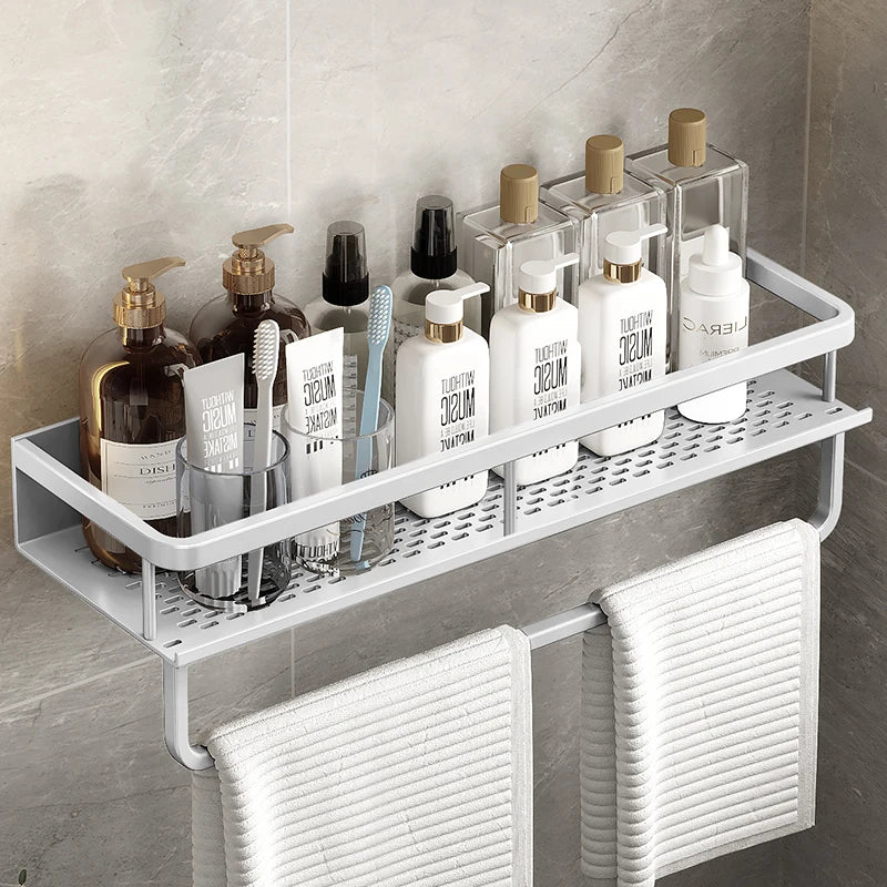 Bathroom Shelf 30/40/50 cm Kitchen Wall Shelf Shower Holder Storage Rack Towel Bar Robe Bathroom Accessorie