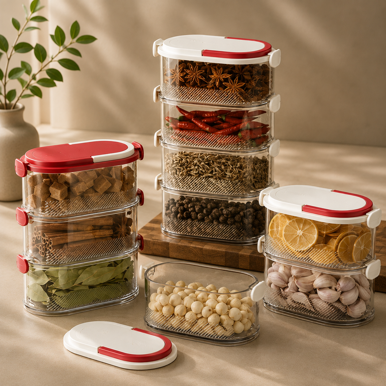 Household Kitchen Food-Grade Sealed Jar Spice Storage Box