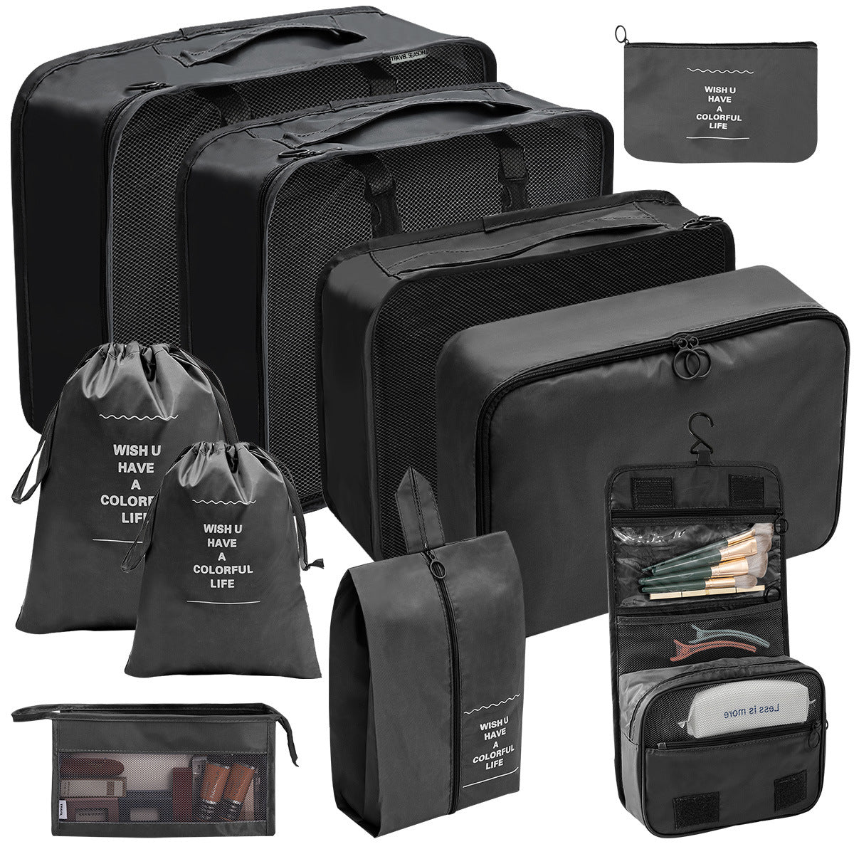 Travel Storage Bag Set for Toiletries Cosmetics and Digital Accessories