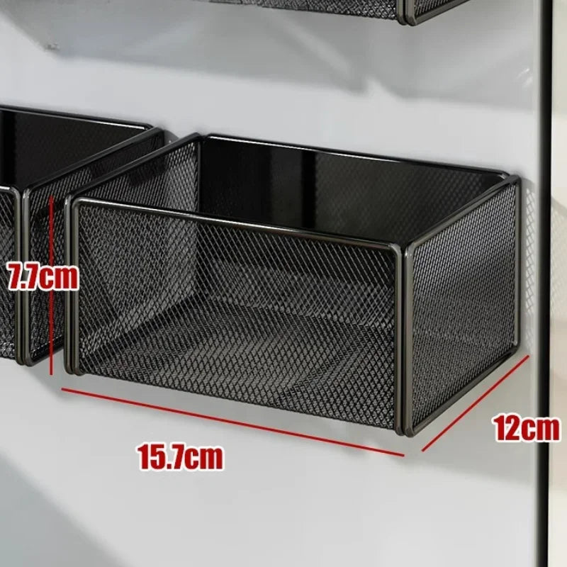 Strong Magnetic Refrigerator Side Hanging Rack, No-Drill Kitchen Gap Storage Basket, Organizer Bin for Seasoning & Small Items