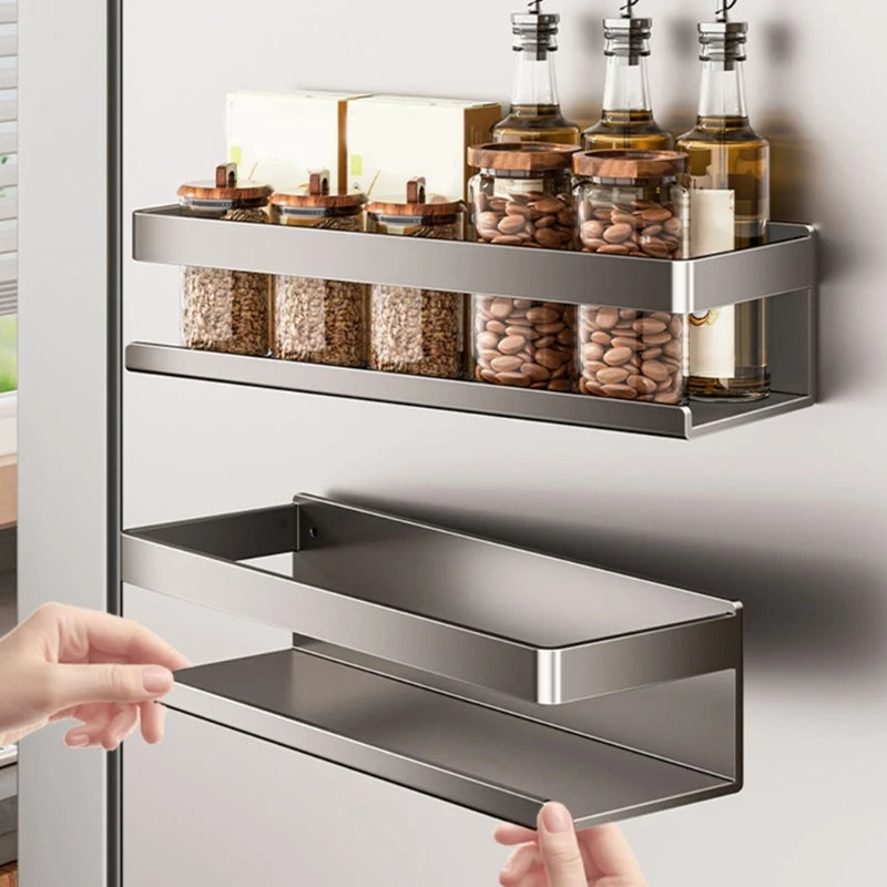 Strong Refrigerator Organizers Rust Resistant Carbon Steel None drill Space Saving Kitchen Fridge Shelf Enduring M4YD